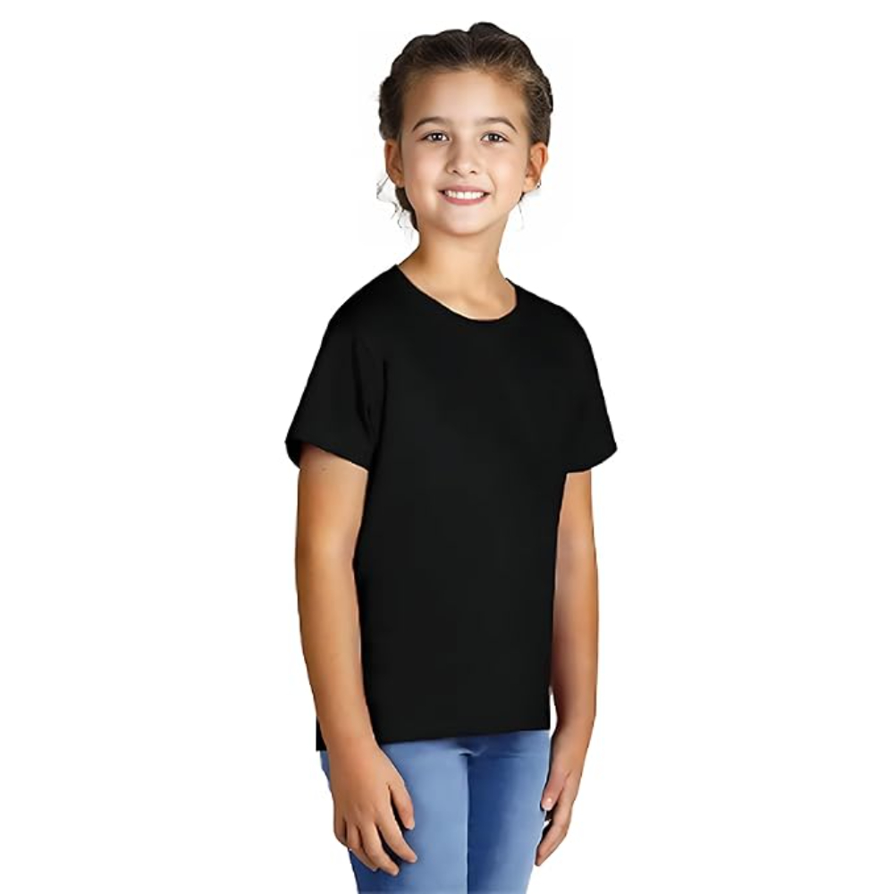 Girls Plain Black T-Shirt - Image 3