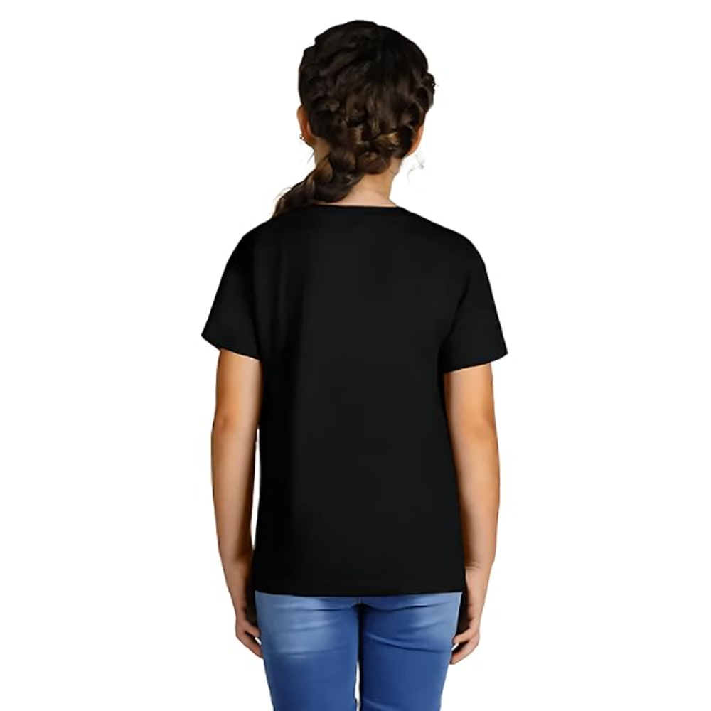 Girls Plain Black T-Shirt - Image 2
