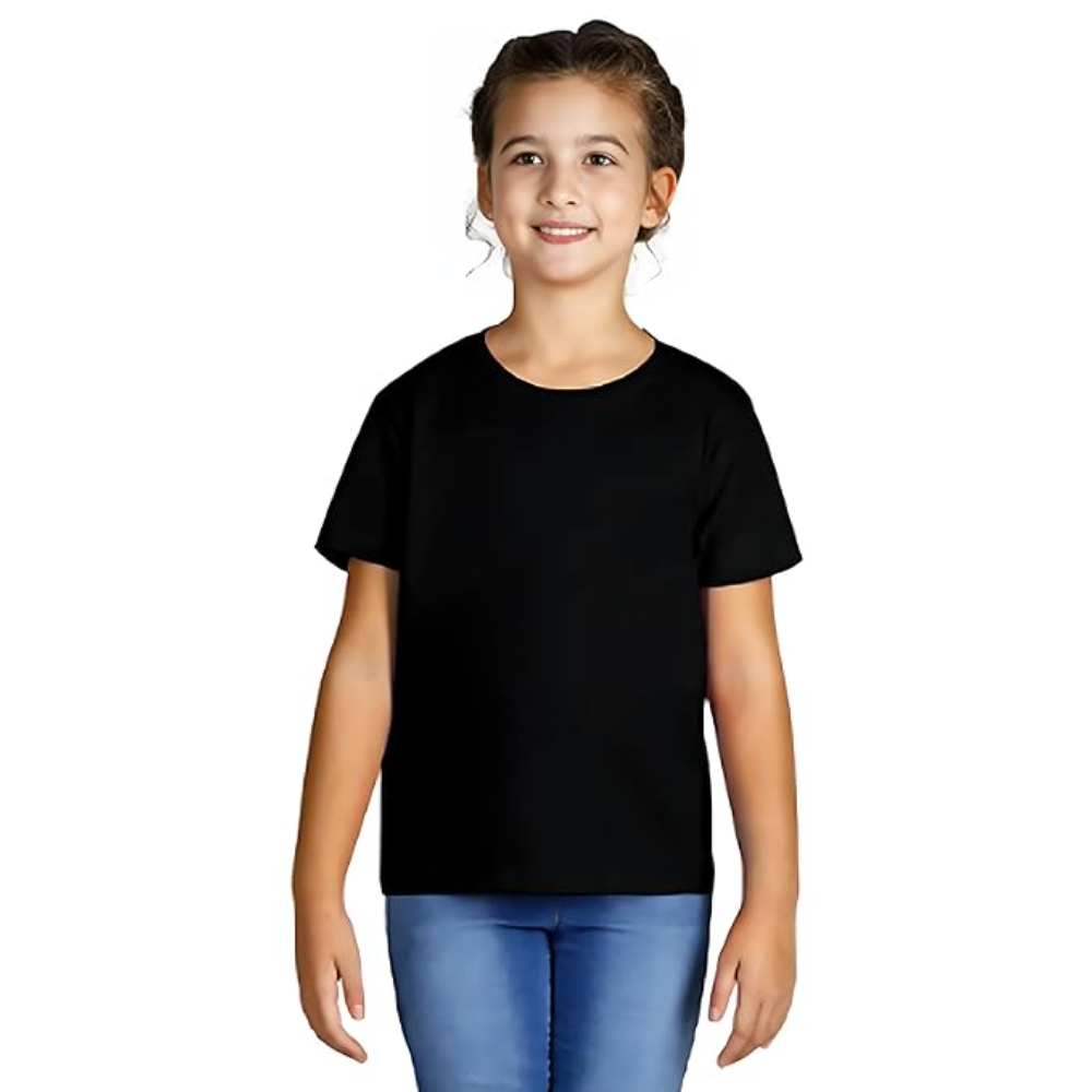 Girls Plain Black T-Shirt