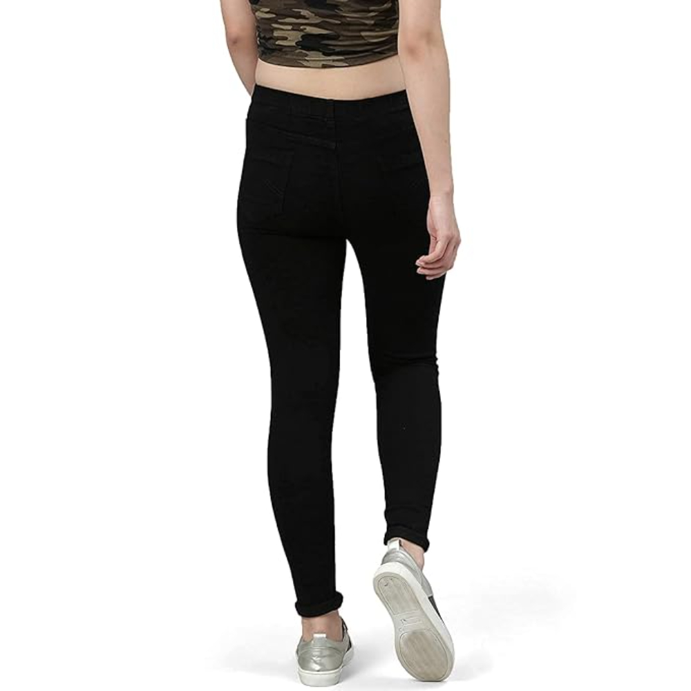 Black Womens Slim Fit Denim Lycra Stretchable Jeggings - Image 2