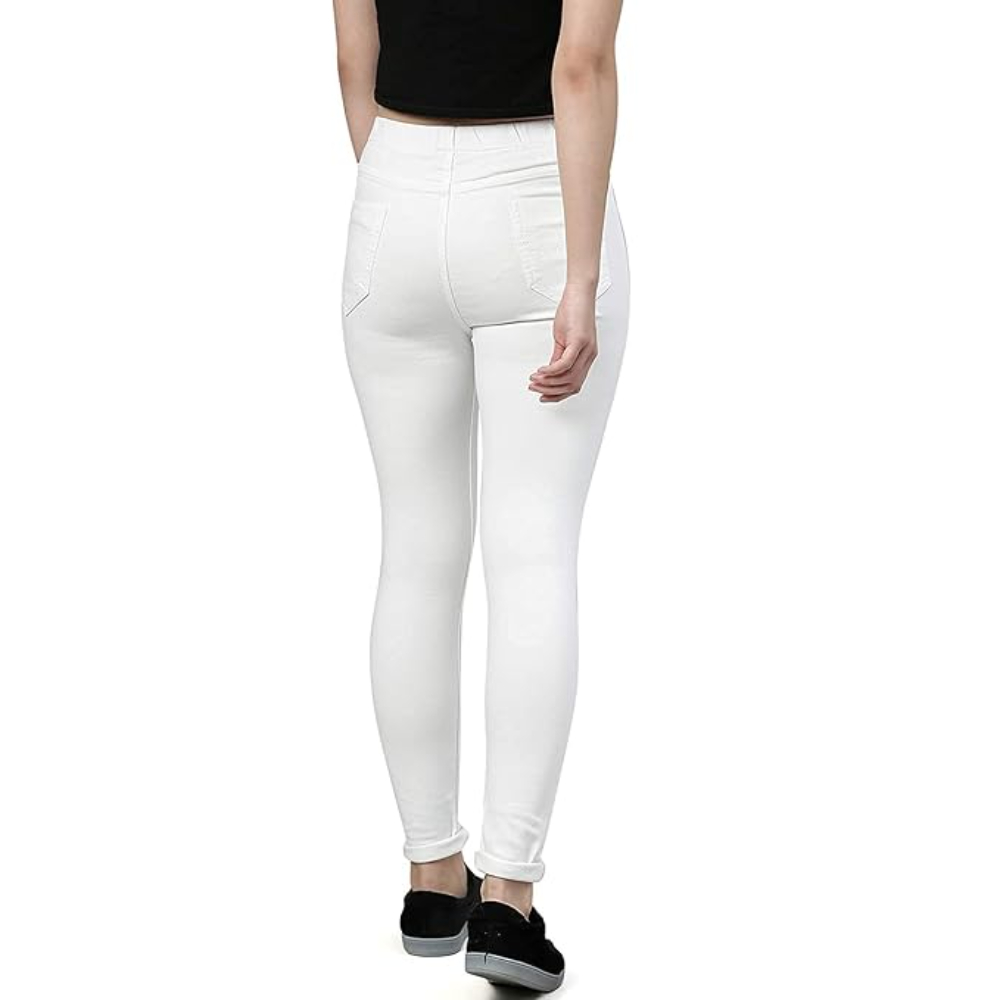 Classic White Womens Slim Fit Denim Stretchable Jeggings - Image 2