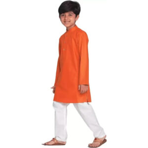 Boys Kids Plain Orange Colour Kurta