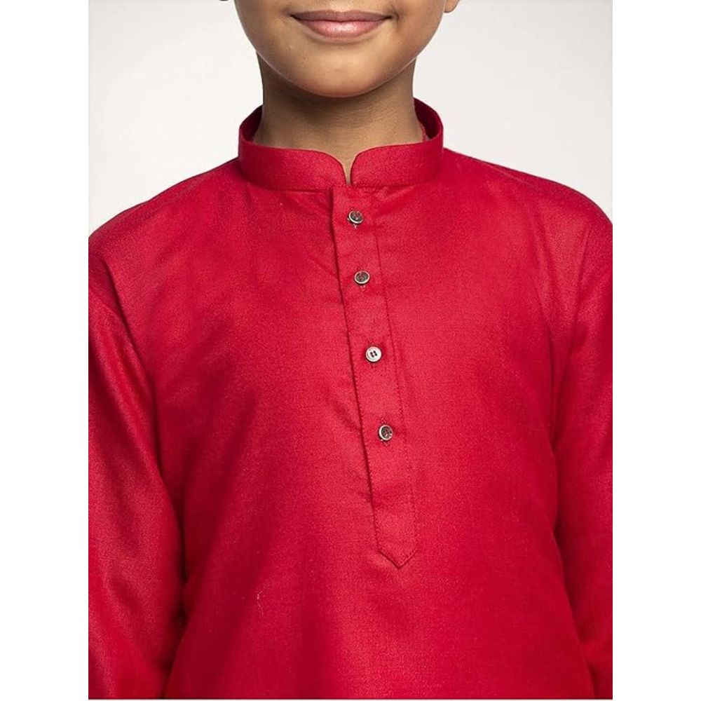 Boys Kids Plain Red Colour Kurta - Image 2