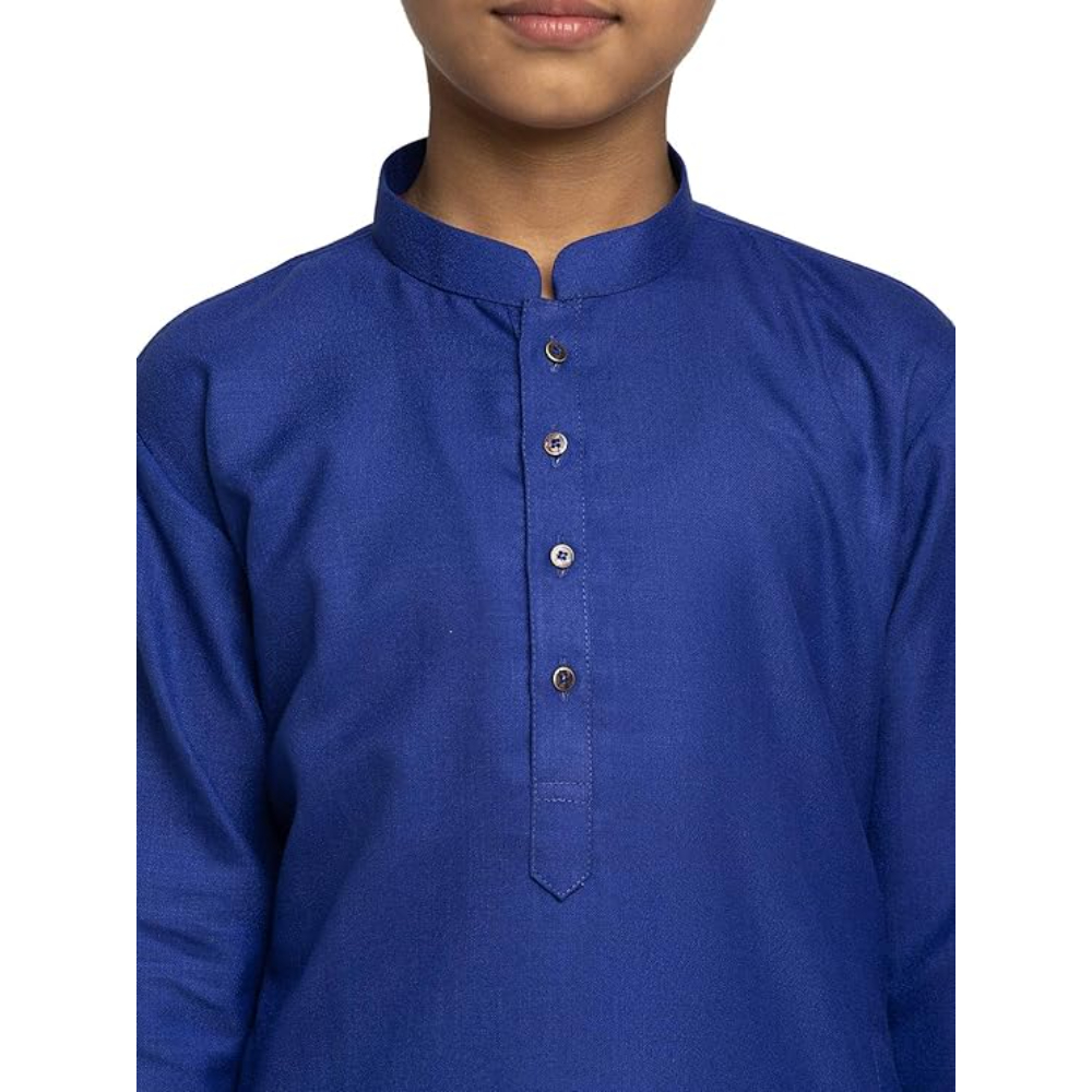 Boys Kids Plain Royal Blue Colour Kurta - Image 4