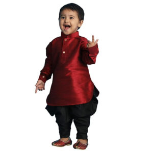 Boys Silk Multicolour Kurta and Dhoti Set