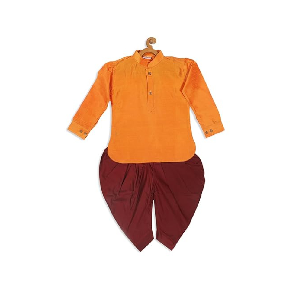 Boys Silk Multicolour Kurta and Dhoti Set - Image 2