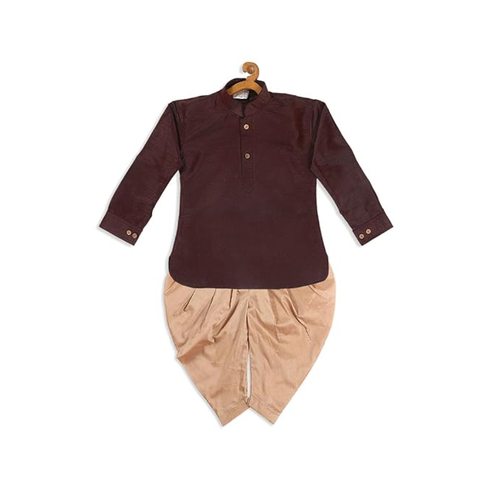 Boys Silk Multicolour Kurta and Dhoti Set - Image 2