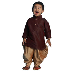 Boys Silk Multicolour Kurta and Dhoti Set