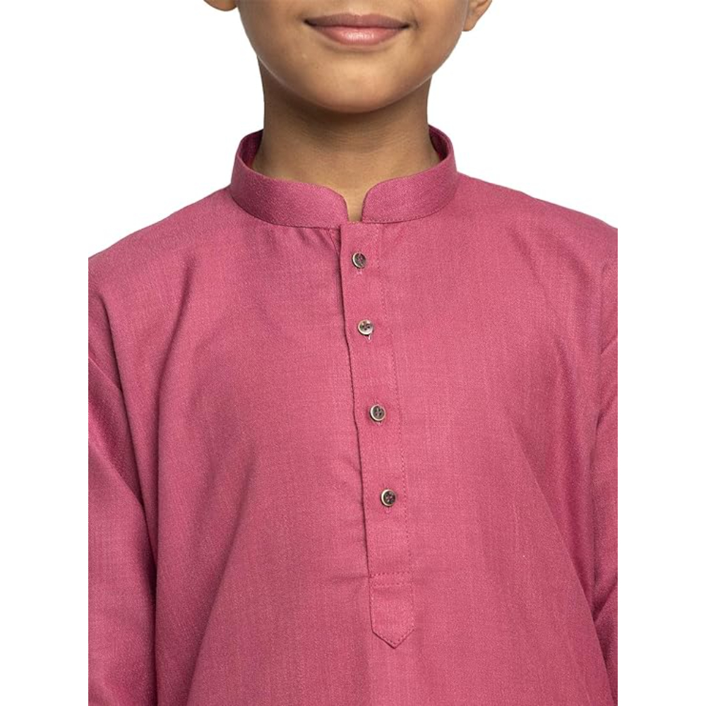 Boys Kids Plain Coral Colour Kurta - Image 2