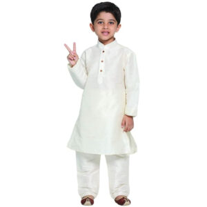 Boys Pure Cotton Cream Kurta Pyjama Set