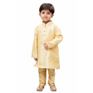Boys Pure Cotton Gold Kurta Pyjama Set