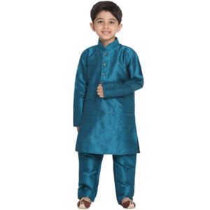 Boys Pure Cotton Turquoise Kurta Pyjama Set