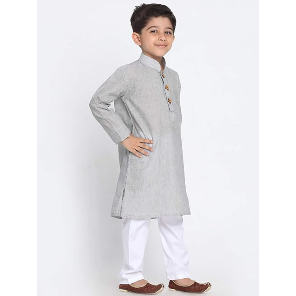Boys Multicolour Cotton Kurta Pyjama Set - Image 3