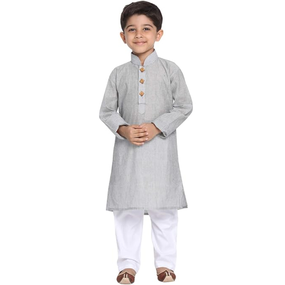 Boys Multicolour Cotton Kurta Pyjama Set