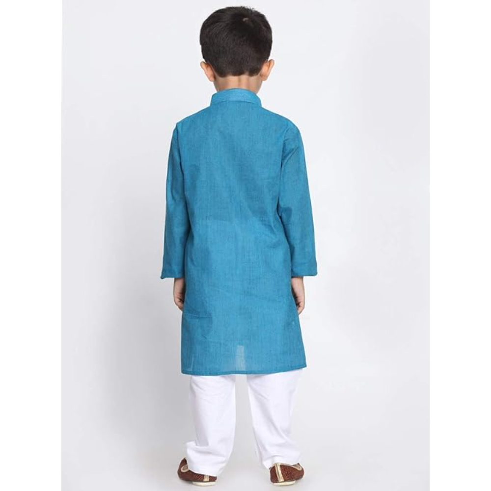 Boys Multicolour Cotton Kurta Pyjama Set - Image 2