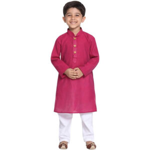 Boys Multicolour Cotton Kurta Pyjama Set