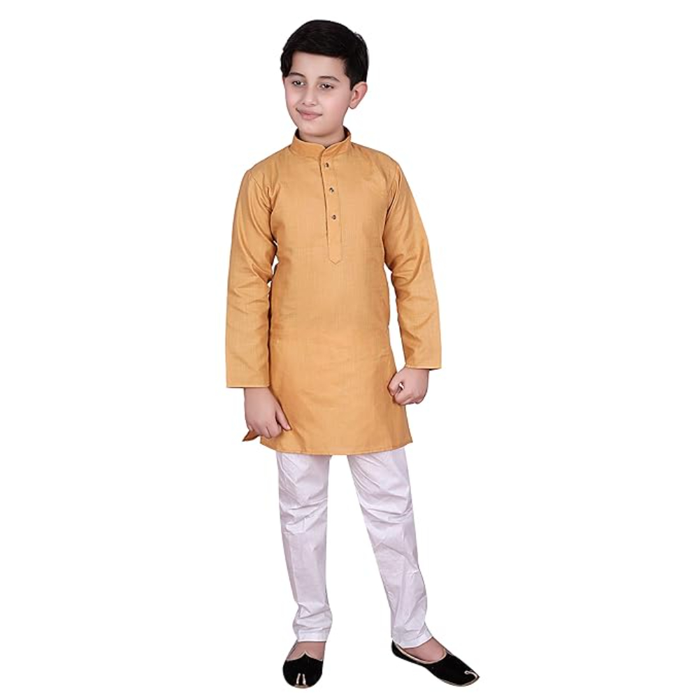 Cotton Kurta Pyjama Set for Boys, Beige