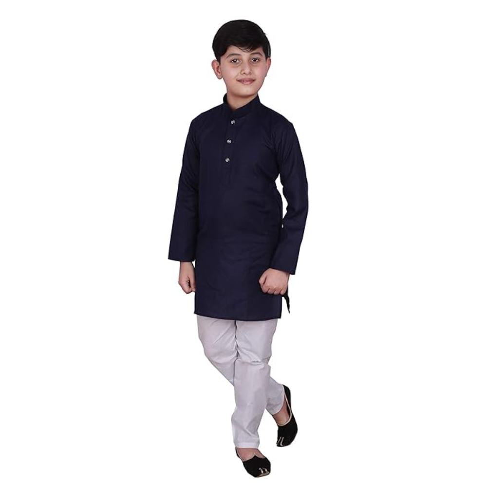 Cotton Kurta Pyjama Set for Boys, Dark Blue