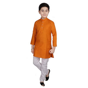 Cotton Kurta Pyjama Set for Boys, Mustard