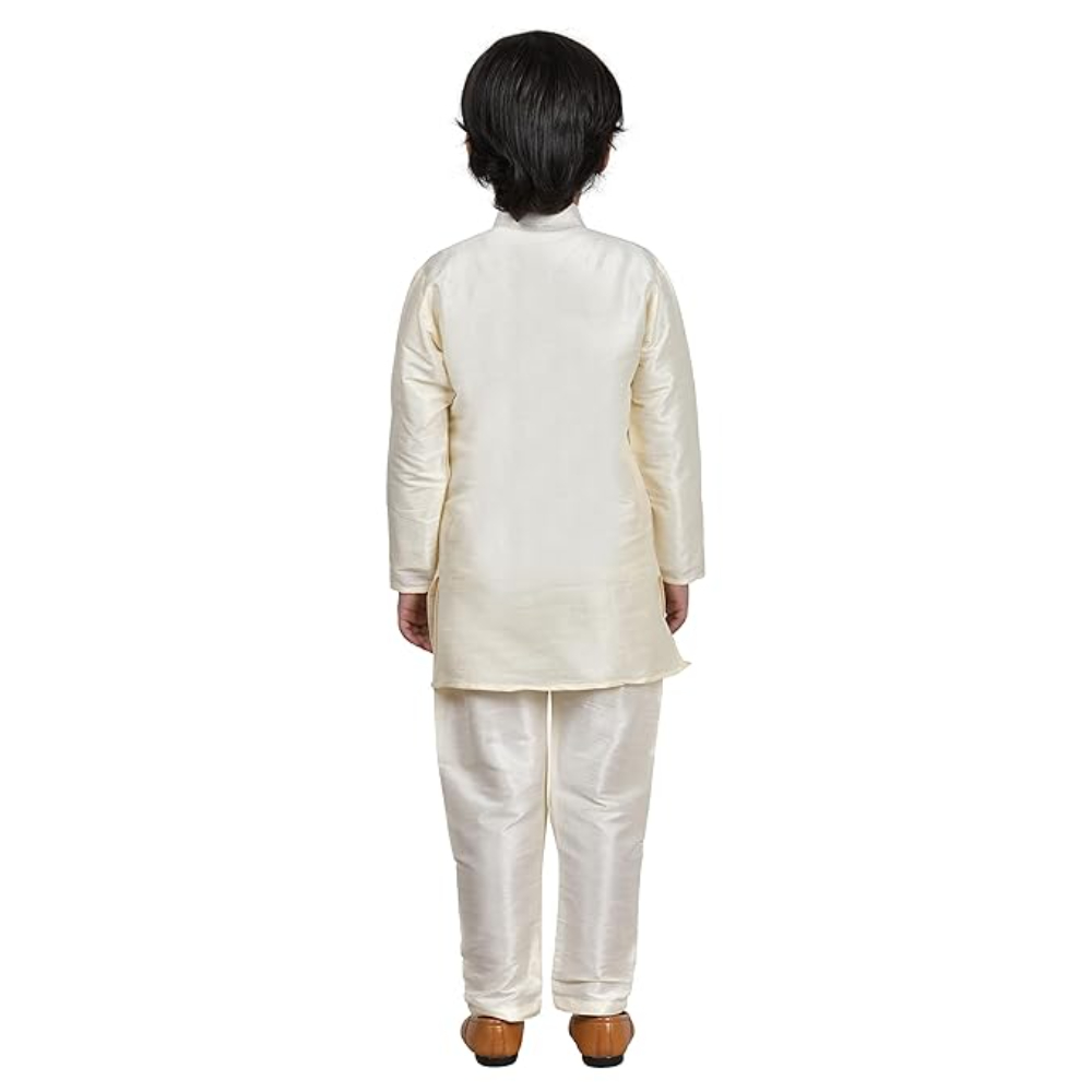 Kurta Pyjama Cream Set For Kids & Boys - Image 2