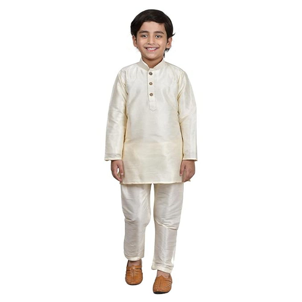 Kurta Pyjama Cream Set For Kids & Boys