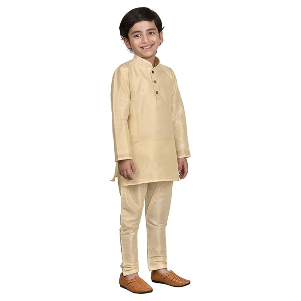 Kurta Pyjama Gold Set For Kids & Boys - Image 3