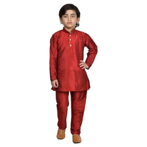 Kurta Pyjama Maroon Set For Kids & Boys