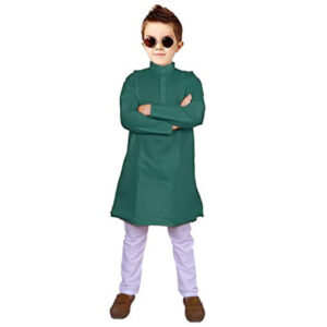 Boys Dark Green Kurta Pyjama Set