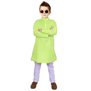 Boys Neon Green Kurta Pyjama Set
