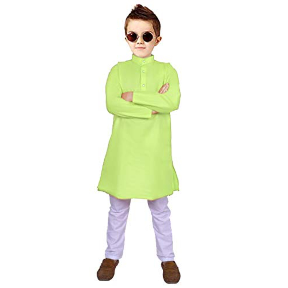 Boys Neon Green Kurta Pyjama Set