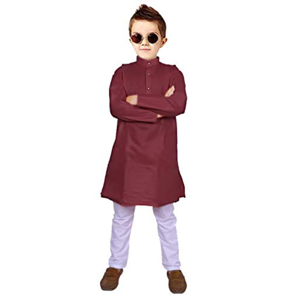 Boys Maroon Kurta Pyjama Set