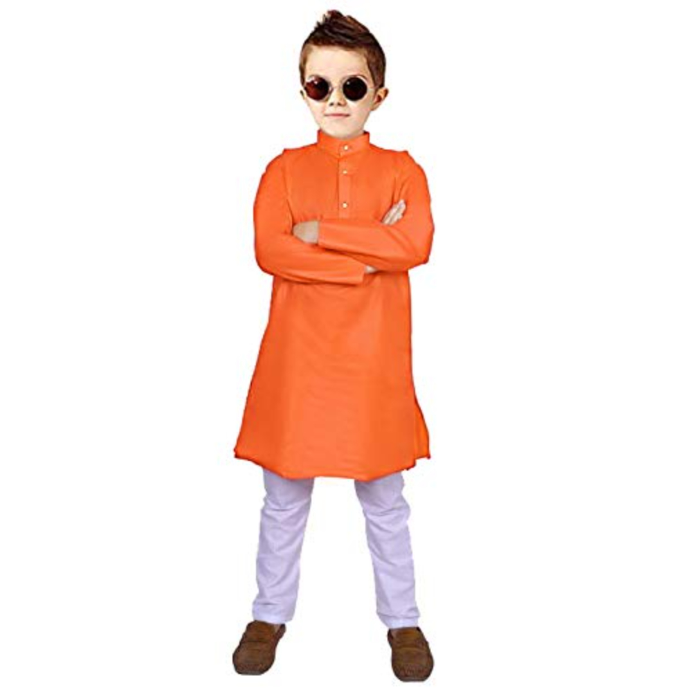 Boys Orange Kurta Pyjama Set