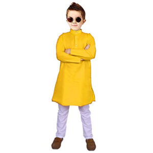 Boys Yellow Kurta Pyjama Set