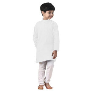 Boys Straight White Kurta Pyjama Set