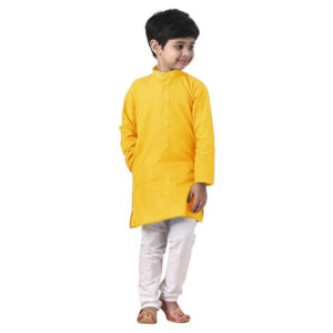 Boys Straight Yellow Kurta Pyjama Set