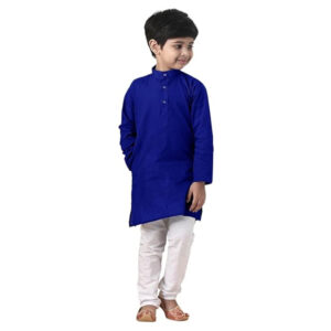 Boys Straight Royal Blue Kurta Pyjama Set