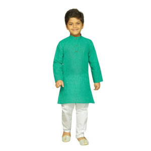 Boys Ethnic Wear Cotton Aqua Kurta Pajama Set