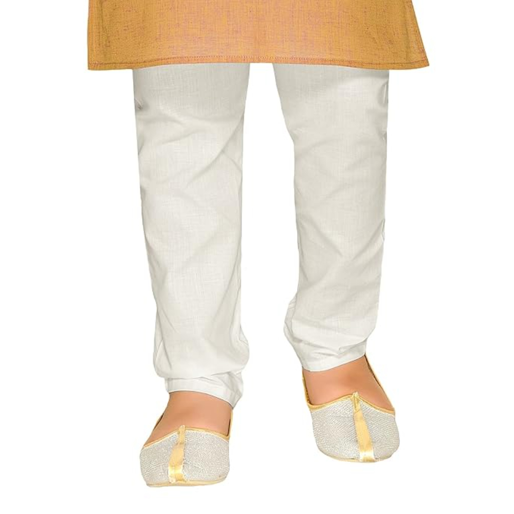 Boys Ethnic Wear Cotton Golden Kurta Pajama Set - Image 2