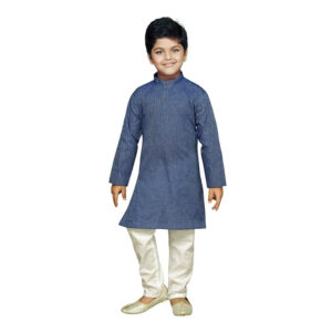 Boys Ethnic Wear Cotton Multicolour Kurta Pajama Set