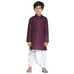 Boys Plain Purple Kurta and Dhoti Set