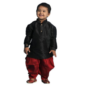 Boys Silk Multicolour Kurta and Dhoti Set
