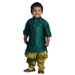 Boys Silk Multicolour Kurta and Dhoti Set