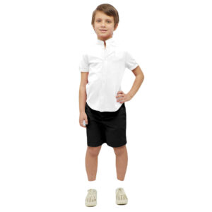 Boys Cotton Blend Mandarin Neck White Shirt