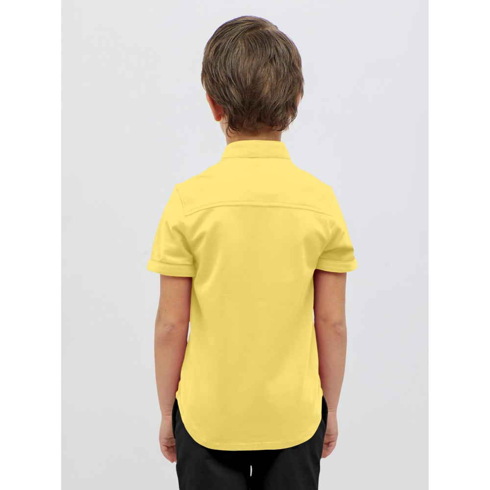 Boys Cotton Blend Mandarin Neck Yellow Shirt - Image 2