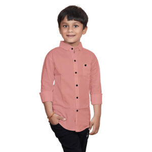 Cotton Peach Shirt for Kids Spread Collor