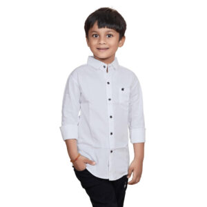 Cotton White Shirt for Kids Spread Collor