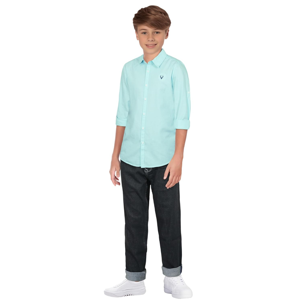 Plain Powder blue Colour Boy's Shirt - Image 3