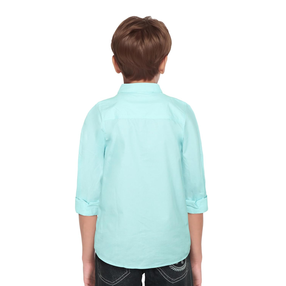 Plain Powder blue Colour Boy's Shirt - Image 2