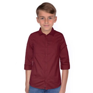 Plain Maroon Colour Boy's Shirt