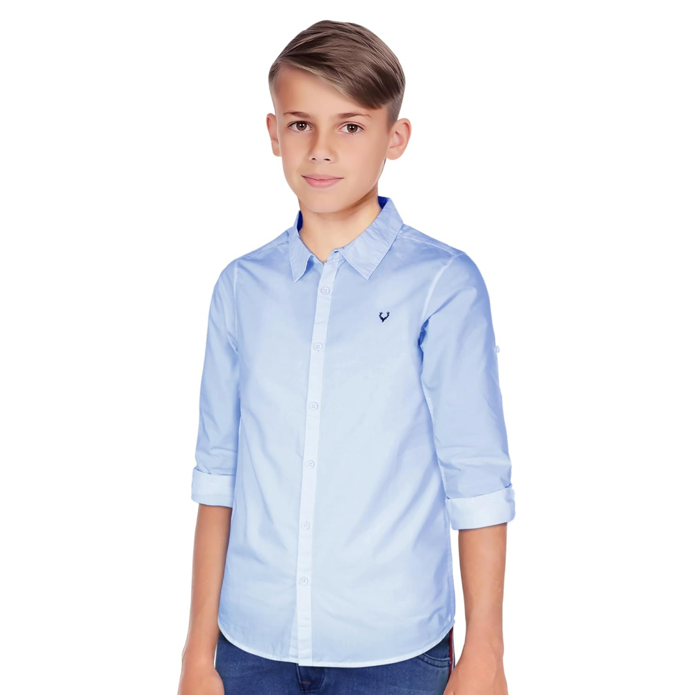 Plain Sky Blue Colour Boy's Shirt - Image 3